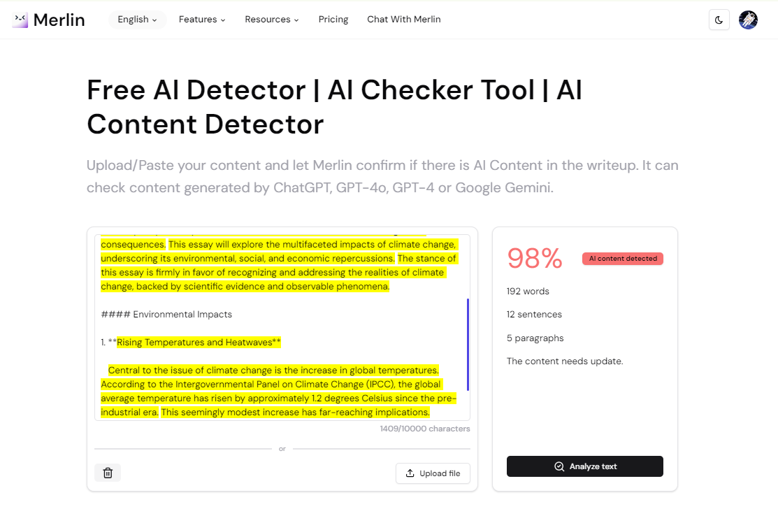 Bezplatn N stroj AI Detector AI Checker